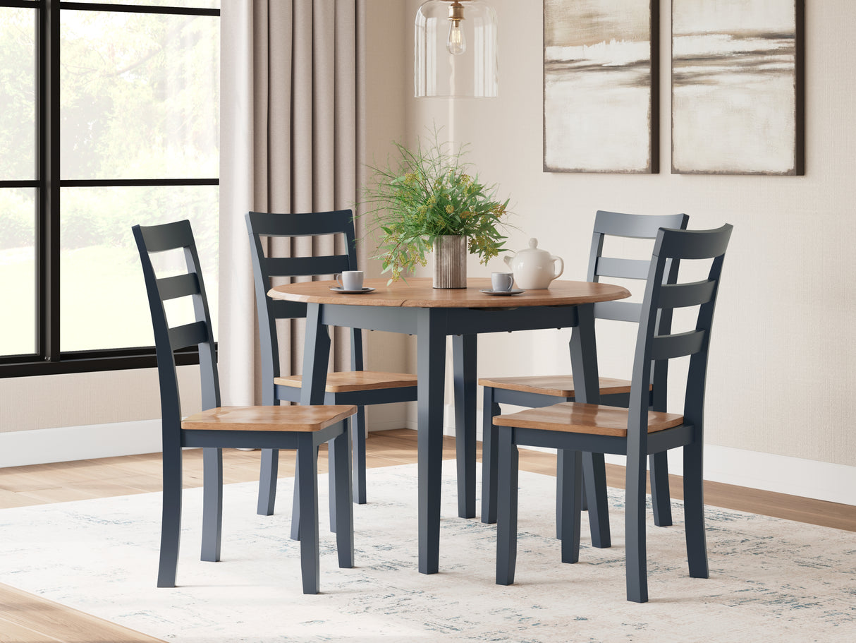 Furniture City Houma - Ashley Furniture - Gesthaven Dining Table and 4 Chairs - Dining Table and 4 Chairs / Natural/Blue - D399D1