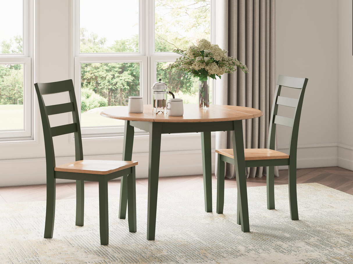 Furniture City Houma - Ashley Furniture - Gesthaven Dining Table and 2 Chairs - Dining Table and 2 Chairs / Natural/Green - D401D4