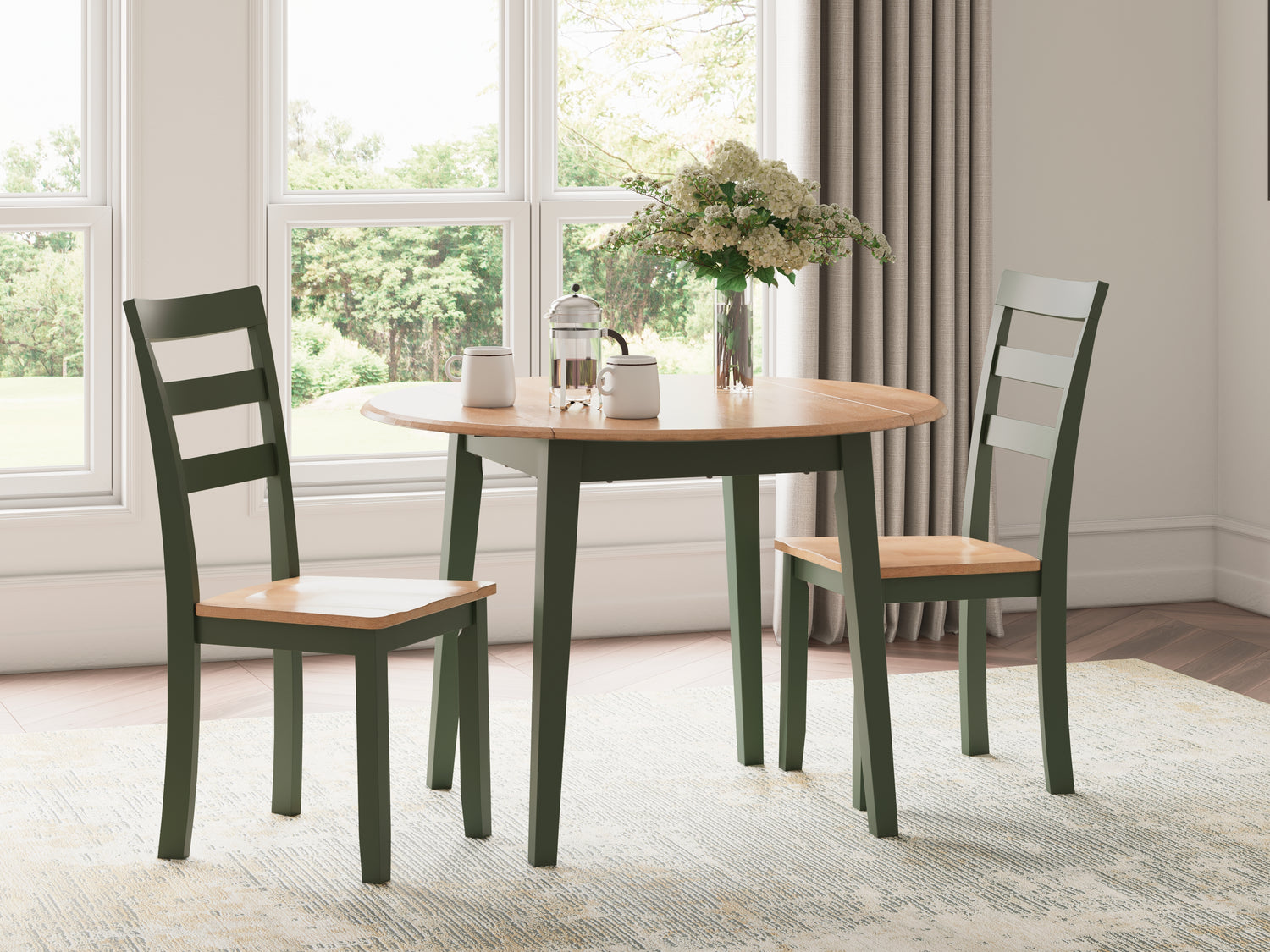 Furniture City Houma - Ashley Furniture - Gesthaven Dining Table and 2 Chairs - Dining Table and 2 Chairs / Natural/Green - D401D4