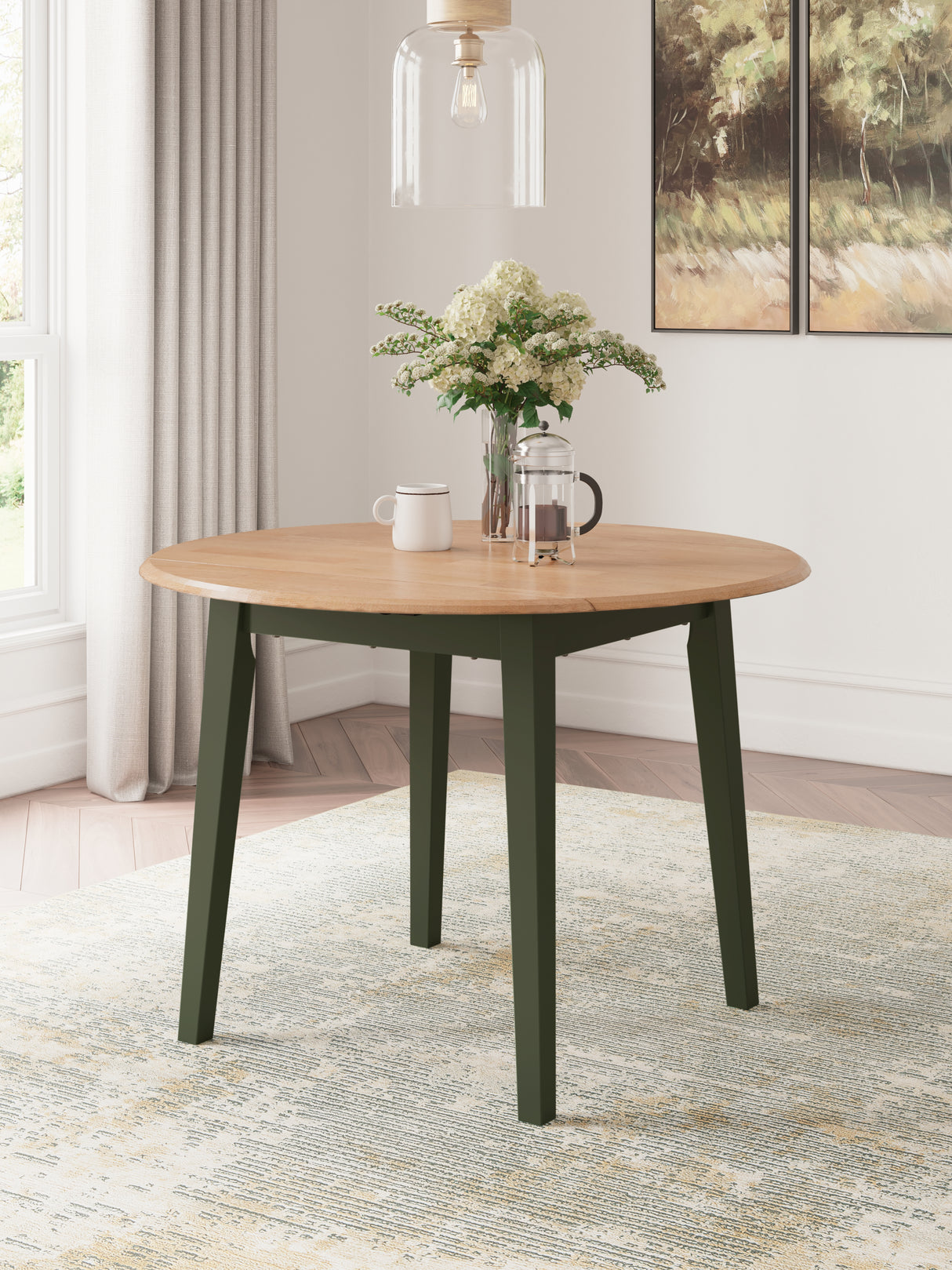 Furniture City Houma - Ashley Furniture - Gesthaven Dining Drop Leaf Table - Round DRM Drop Leaf Table / Natural/Green - D401-15