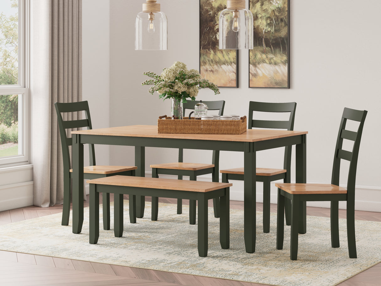 Furniture City Houma - Ashley Furniture - Gesthaven Dining Table with 4 Chairs and Bench (Set of 6) - Dining Room Table Set (6/CN) - D401-325
