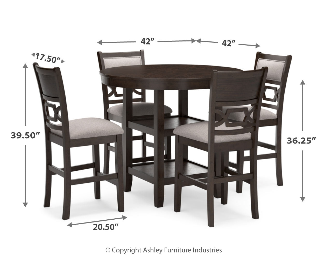 Langwest Counter Height Dining Table and 4 Barstools (Set of 5)