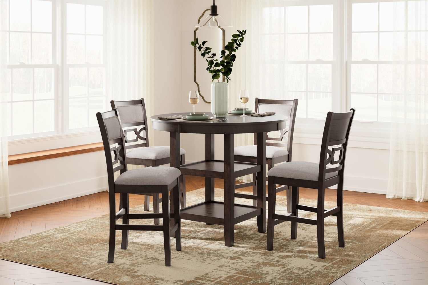 Furniture City Houma - Ashley Furniture - Langwest Counter Height Dining Table and 4 Barstools (Set of 5) - DRM Counter Table Set (5/CN) - D422-223