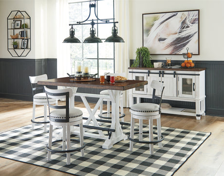 Furniture City Houma - Ashley Furniture - Valebeck Counter Height Dining Table, 4 Barstools and Server - Counter Height Dining Table, 4 Barstools and Server - D546D15