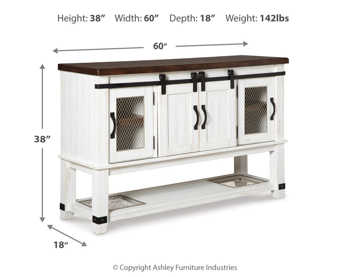 Valebeck Counter Height Dining Table, 6 Barstools and Server