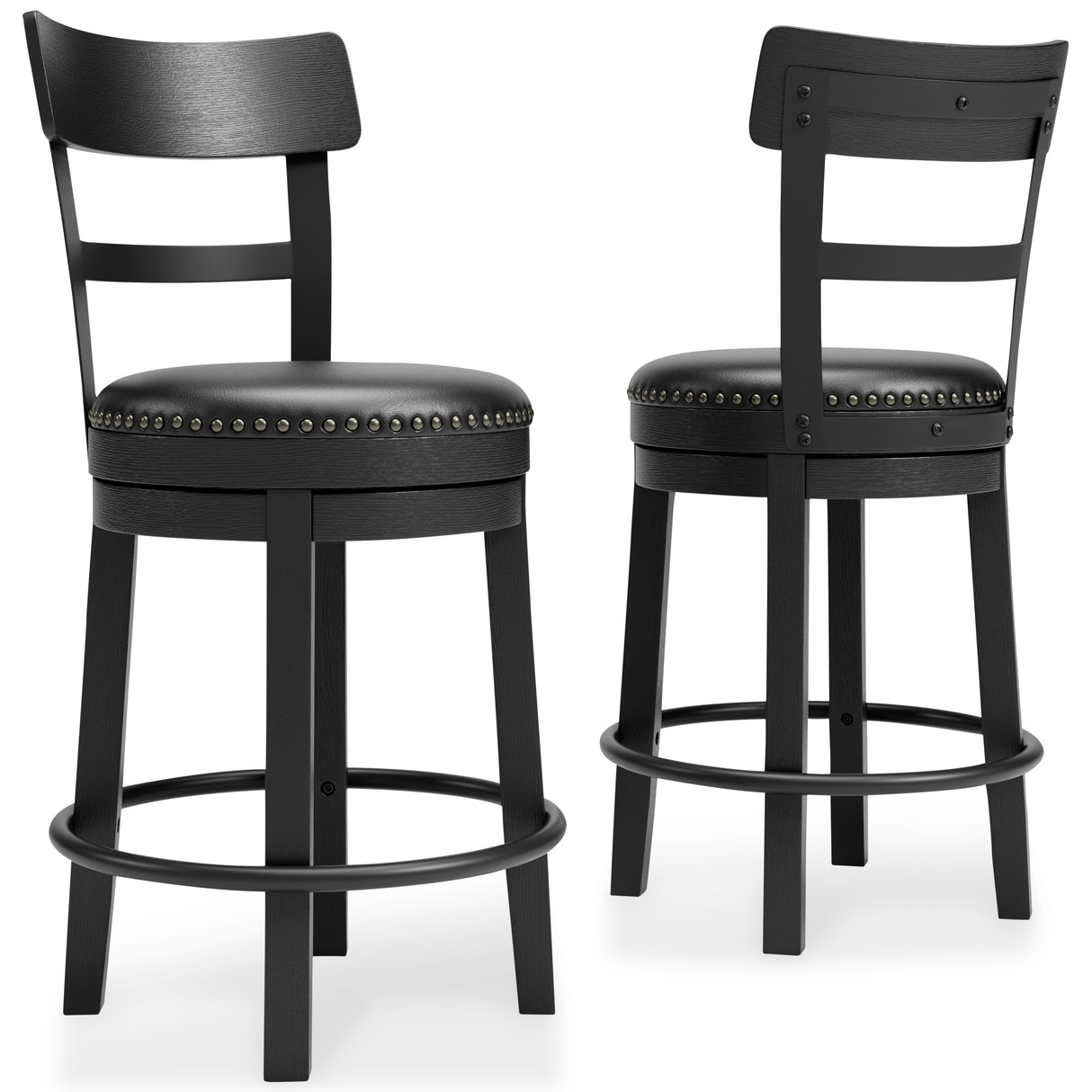 Furniture City Houma - Ashley Furniture - Valebeck Counter Height Bar Stool - UPH Swivel Barstool (1/CN) / Black - D546-624