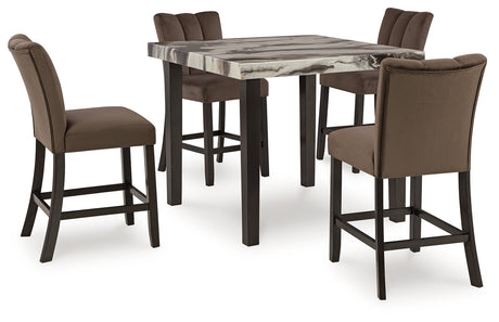 Furniture City Houma - Ashley Furniture - Jeshina Counter Height Dining Table and 4 Barstools - Counter Height Dining Table and 4 Barstools / Dark Brown - PCD581D3