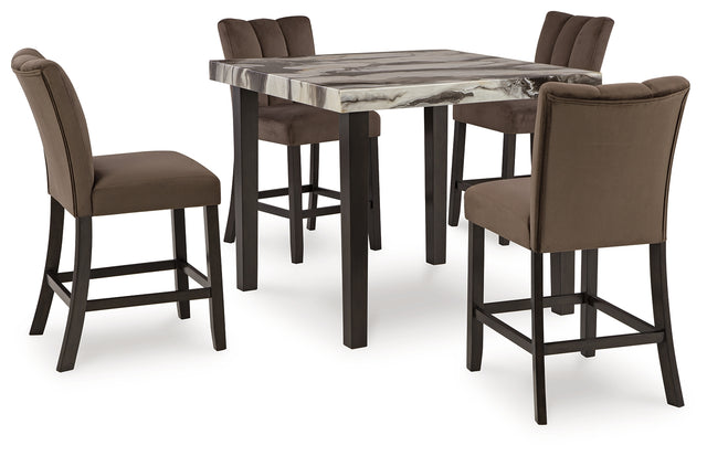 Furniture City Houma - Ashley Furniture - Jeshina Counter Height Dining Table and 4 Barstools - Counter Height Dining Table and 4 Barstools / Dark Brown - PCD581D3