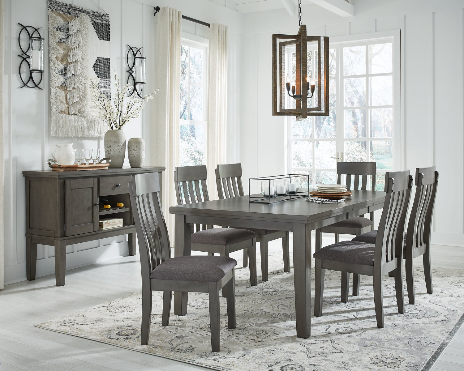 Furniture City Houma - Ashley Furniture - Hallanden Dining Table, 6 Chairs and Server - Dining Table, 6 Chairs and Server - D589D5