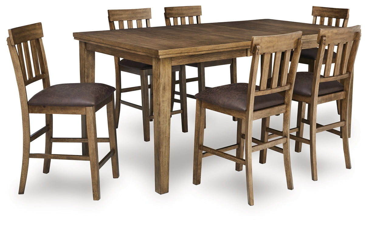 Urbinforte Counter Height Extension Dining Table and 6 Barstools