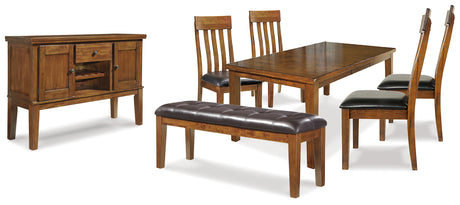 Furniture City Houma - Ashley Furniture - Ralene Dining Table with 4 Chairs, Bench and Server - Dining Table with 4 Chairs, Bench and Server - D594D9