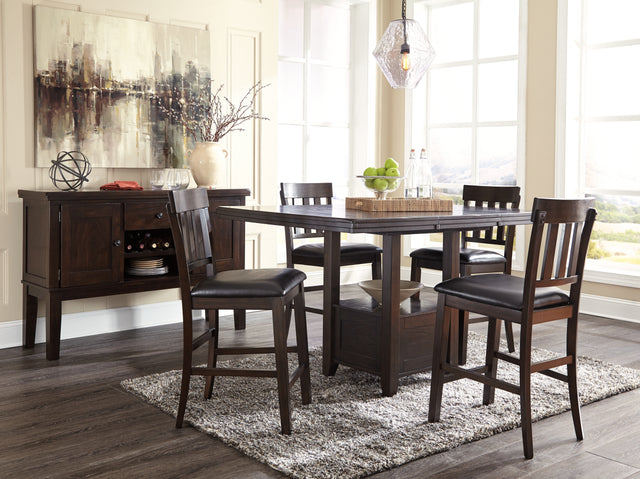 Furniture City Houma - Ashley Furniture - Haddigan Counter Height Dining Table, 4 Barstools and Server - Counter Height Dining Table, 4 Barstools and Server - D596D8