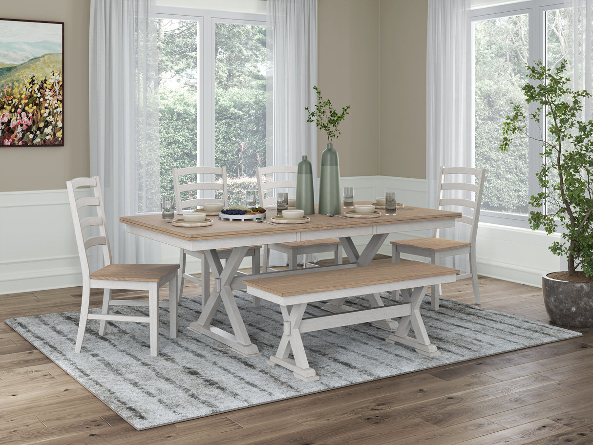 Furniture City Houma - Ashley Furniture - Purlaney Extension Dining Table, 4 Chairs and Bench - Extension Dining Table, 4 Chairs and Bench - PCD627D2