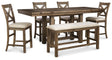 Furniture City Houma - Ashley Furniture - Moriville Counter Height Dining Table with 4 Barstools and Bench - Counter Height Dining Table with 4 Barstools and Bench - D631D3