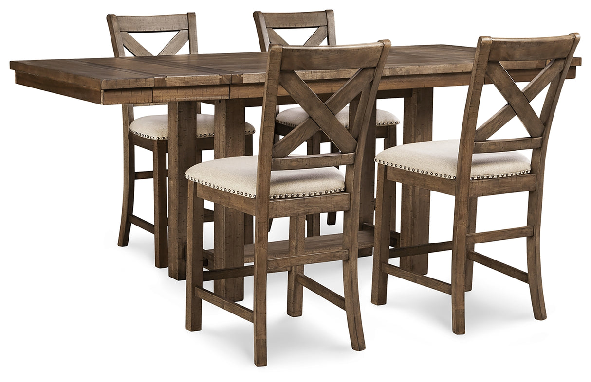 Furniture City Houma - Ashley Furniture - Moriville Counter Height Dining Table and 4 Barstools - Counter Height Dining Table and 4 Barstools - D631D1