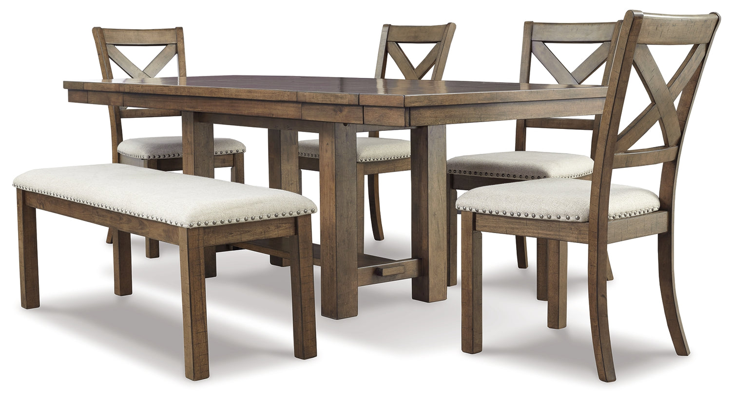 Furniture City Houma - Ashley Furniture - Moriville Dining Table and 4 Chairs and Bench - Dining Table and 4 Chairs and Bench - D631D6