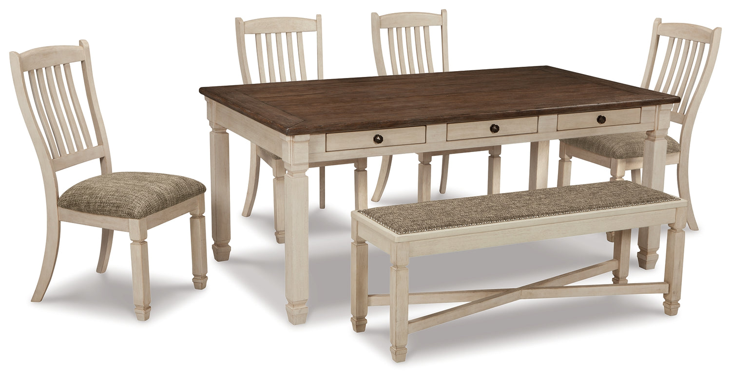 Furniture City Houma - Ashley Furniture - Bolanburg Dining Table with 4 Chairs and Bench - Dining Table with 4 Chairs and Bench - D647D2
