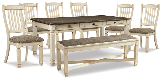 Furniture City Houma - Ashley Furniture - Bolanburg Dining Table, 6 Chairs, and Bench - Dining Table, 6 Chairs, and Bench - D647D26