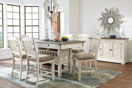 Furniture City Houma - Ashley Furniture - Bolanburg Counter Height Dining Table and 6 Barstools with Server - Counter Height Dining Table and 6 Barstools with Server - D647D23