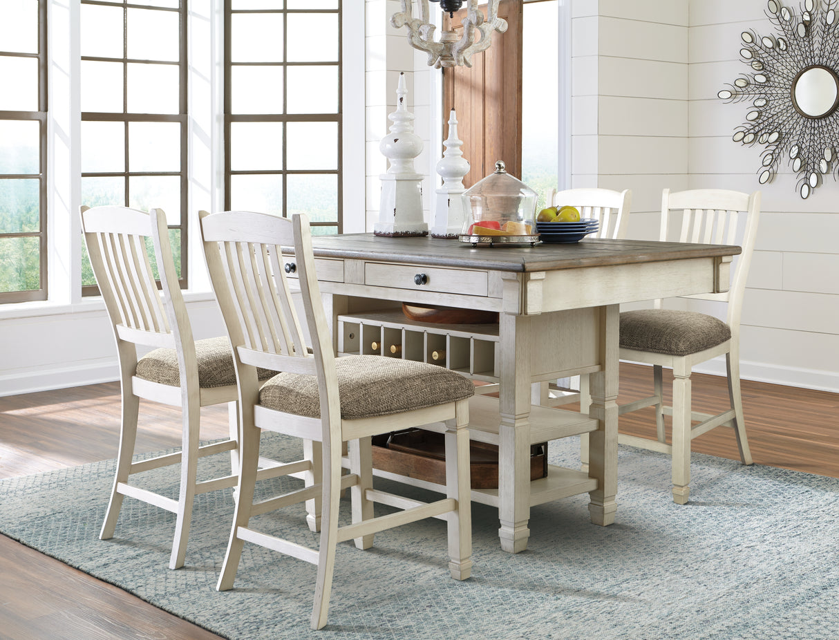 Furniture City Houma - Ashley Furniture - Bolanburg Counter Height Dining Table with 4 Barstools - Counter Height Dining Table with 4 Barstools / Two-tone - D647D4