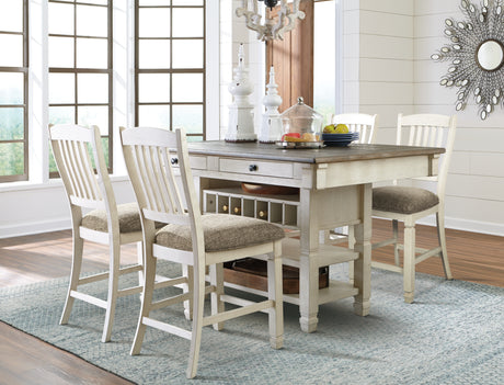 Furniture City Houma - Ashley Furniture - Bolanburg Counter Height Dining Table with 4 Barstools - Counter Height Dining Table with 4 Barstools / Two-tone - D647D4