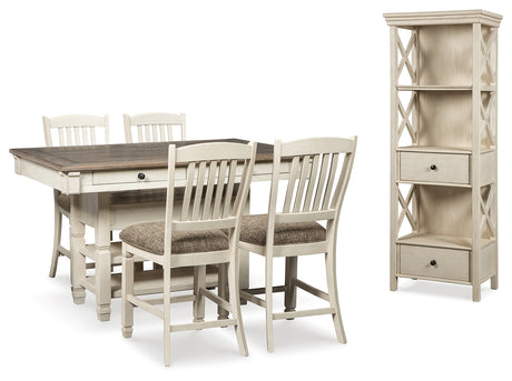 Furniture City Houma - Ashley Furniture - Bolanburg Counter Height Dining Table and 4 Barstools with Display Cabinet - Counter Height Dining Table and 4 Barstools with Display Cabinet - D647D21