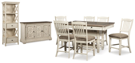 Furniture City Houma - Ashley Furniture - Bolanburg Counter Height Table with 6 Barstools, Server and Display Cabinet - Counter Height Table with 6 Barstools, Server and Display Cabinet - D647D25