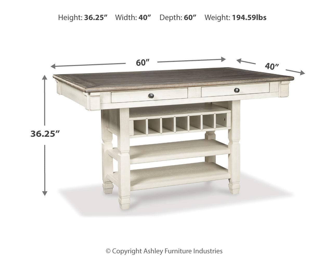 Bolanburg Counter Height Dining Table, 4 Barstools, Bench and Server