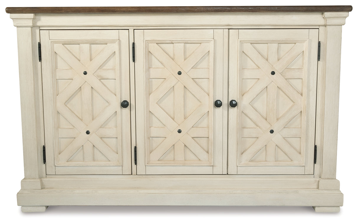 Bolanburg Dining Table, 4 Chairs, Bench, Server and Display Cabinet