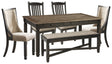 Furniture City Houma - Ashley Furniture - Tyler Creek Dining Table with 4 Chairs and Bench - Dining Table with 4 Chairs and Bench - D736D6