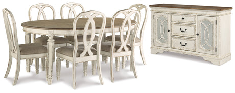 Furniture City Houma - Ashley Furniture - Realyn Dining Table and 6 Chairs with Server - Dining Table and 6 Chairs with Server - D743D16