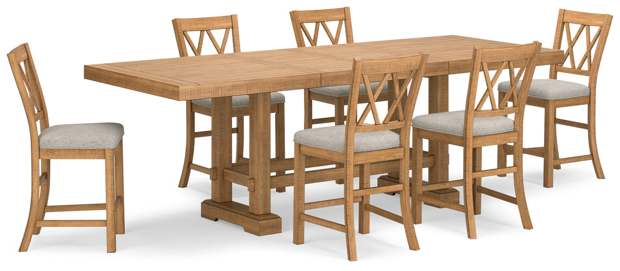 Havonplane Counter Height Extension Dining Table and 6 Barstools