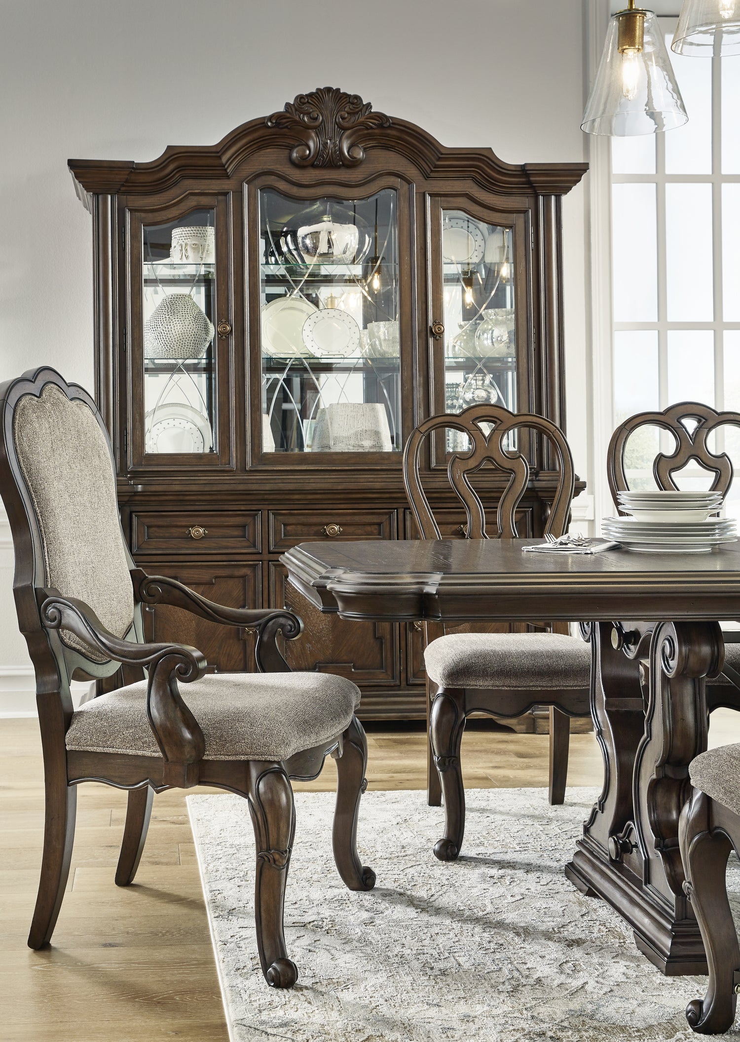 Maylee Dining Table, 6 Chairs and Bench