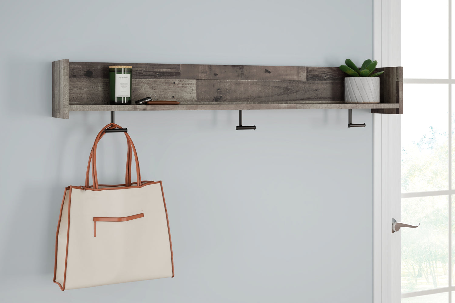 Furniture City Houma - Ashley Furniture - Neilsville Wall Mounted Coat Rack with Shelf - Wall Mounted Coat Rack w/Shelf - EA2120-151