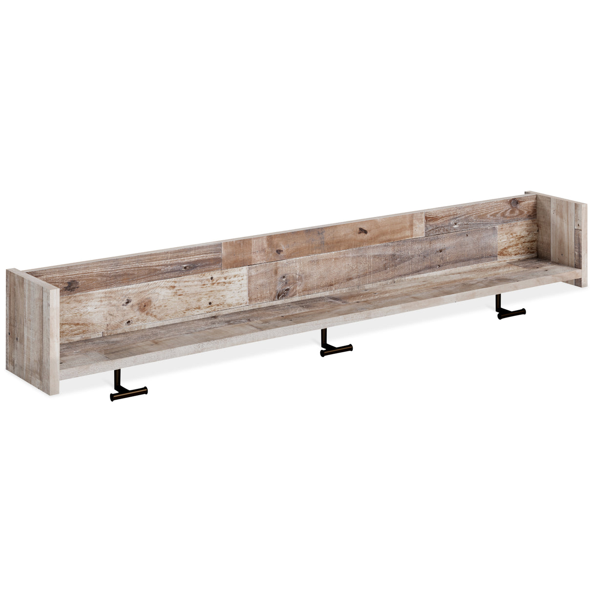 Furniture City Houma - Ashley Furniture - Neilsville Wall Mounted Coat Rack with Shelf - Wall Mounted Coat Rack w/Shelf / Whitewash - EA2320-151