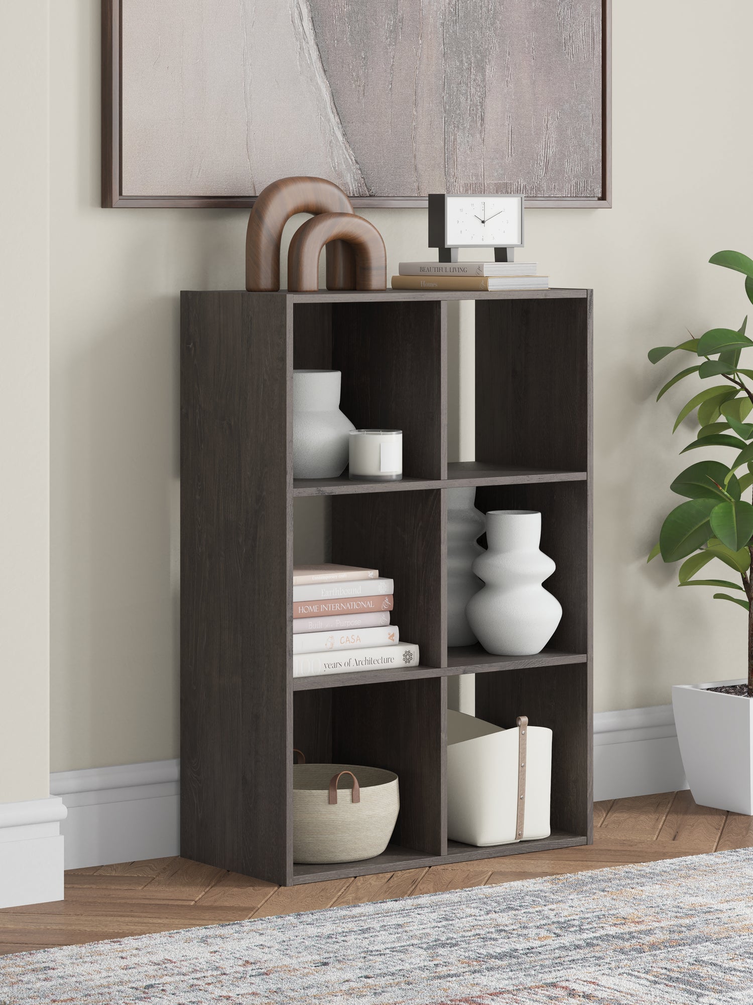 Furniture City Houma - Ashley Furniture - Piperton Six Cube Organizer - Six Cube Organizer / Charcoal - EA5514-3X2