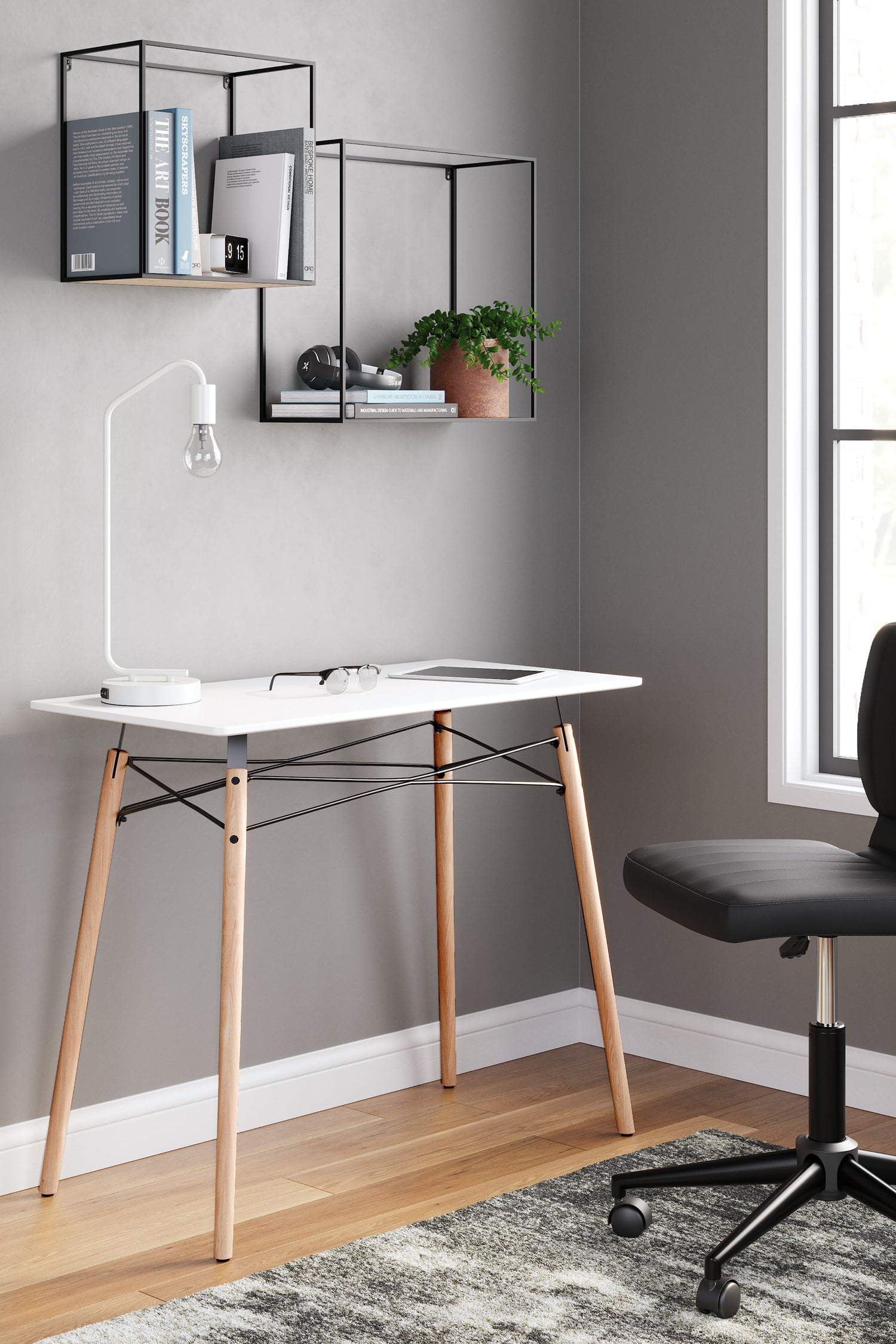 Furniture City Houma - Ashley Furniture - Jaspeni Home Office Desk - Home Office Desk / White/Natural - H020-110