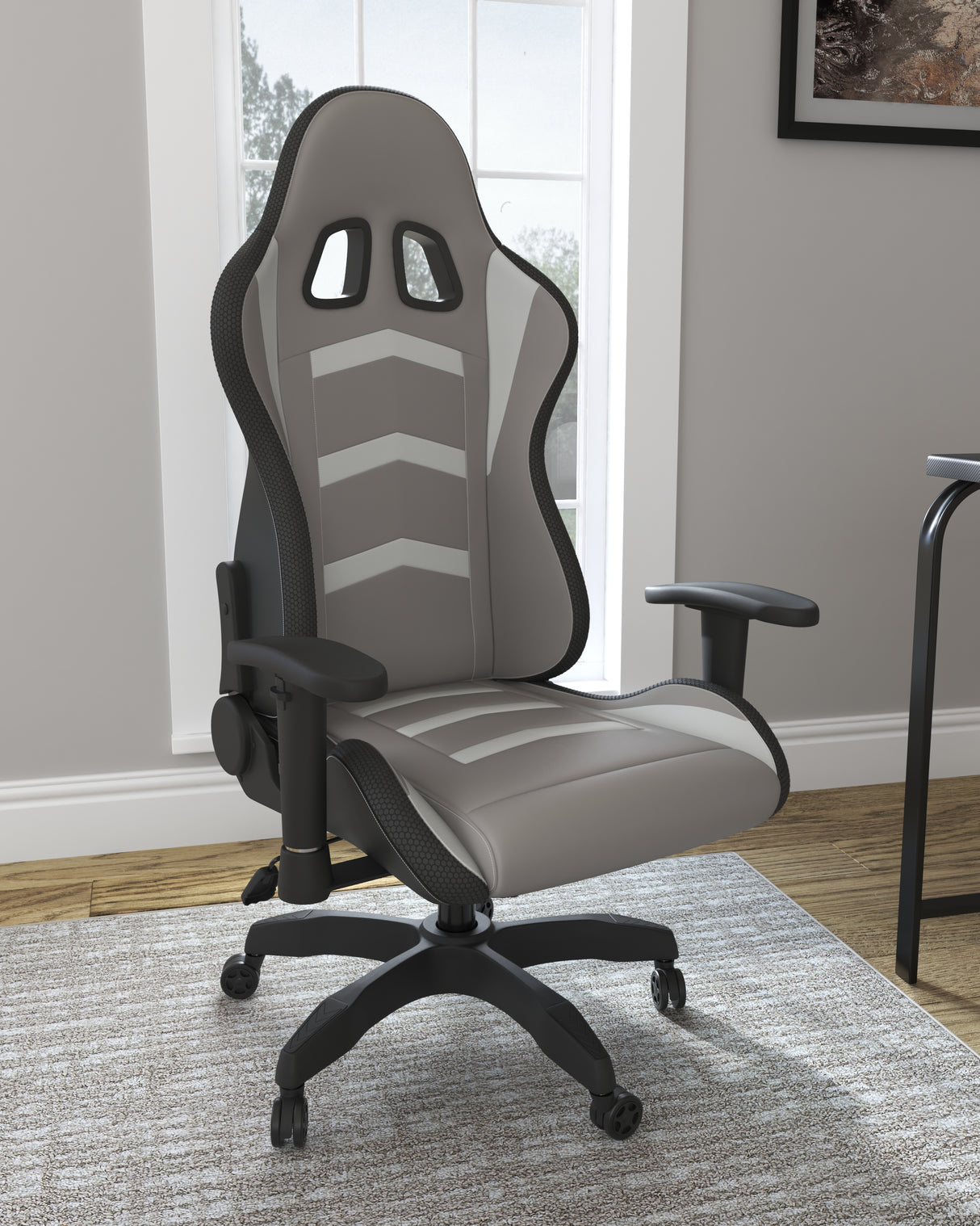 Furniture City Houma - Ashley Furniture - Lynxtyn Home Office Desk Chair - Home Office Swivel Desk Chair / White/Gray - H400-08A