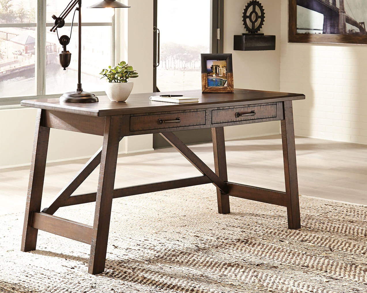 Furniture City Houma - Ashley Furniture - Baldridge Home Office Desk - Home Office Large Leg Desk - H675-44