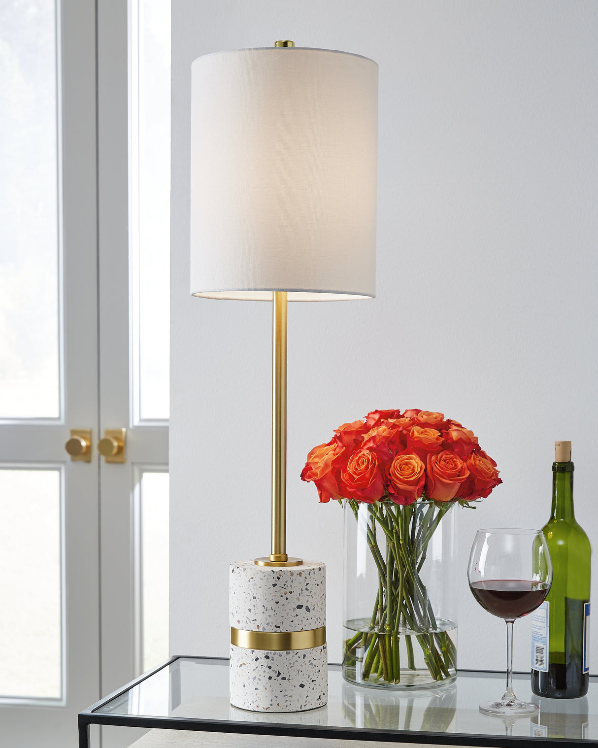 Furniture City Houma - Ashley Furniture - Maywick Table Lamp - Metal Table Lamp (1/CN) / White/Brass Finish - L235674