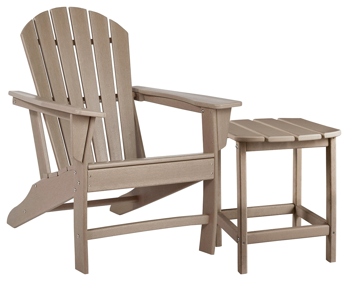 Furniture City Houma - Ashley Furniture - Sundown Treasure Adirondack Chair with End Table - Adirondack Chair with End Table / Driftwood - P014P1