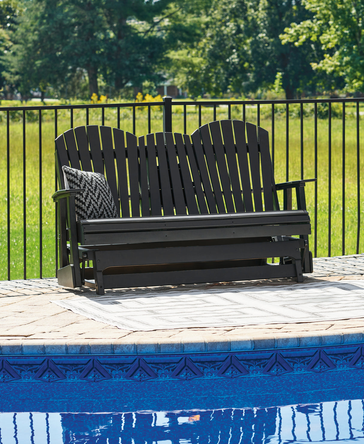 Furniture City Houma - Ashley Furniture - Hyland Wave Outdoor Glider Loveseat - Glider Loveseat - P108-835
