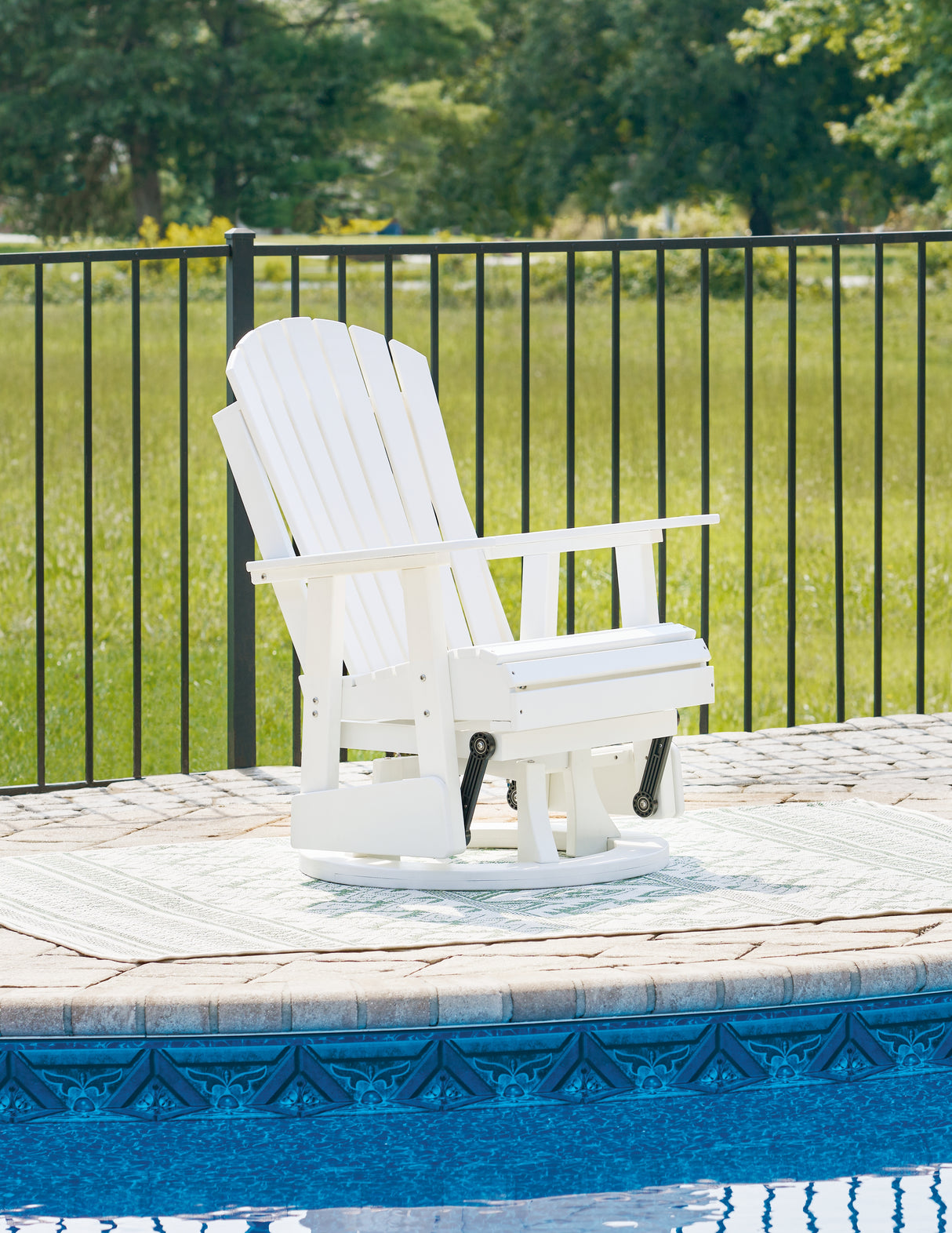 Furniture City Houma - Ashley Furniture - Hyland Wave Outdoor Swivel Glider Chair - Swivel Glider Chair / White - P111-820