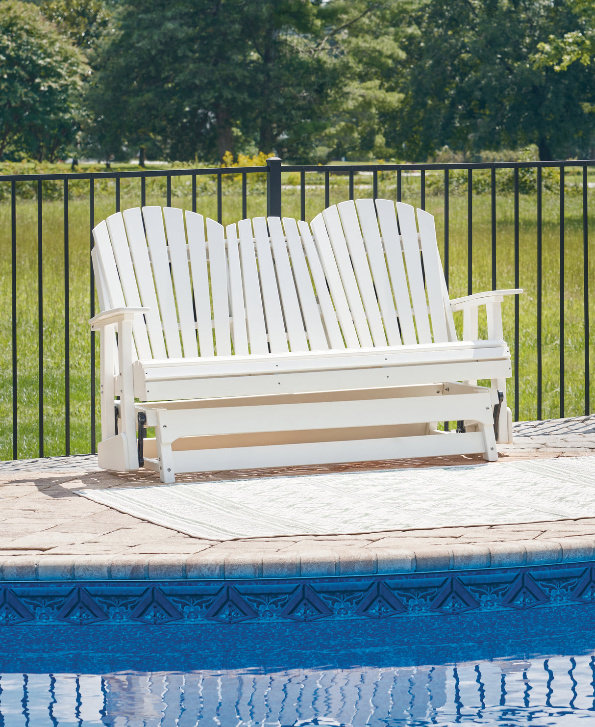 Furniture City Houma - Ashley Furniture - Hyland Wave Outdoor Glider Loveseat - Glider Loveseat / White - P111-835
