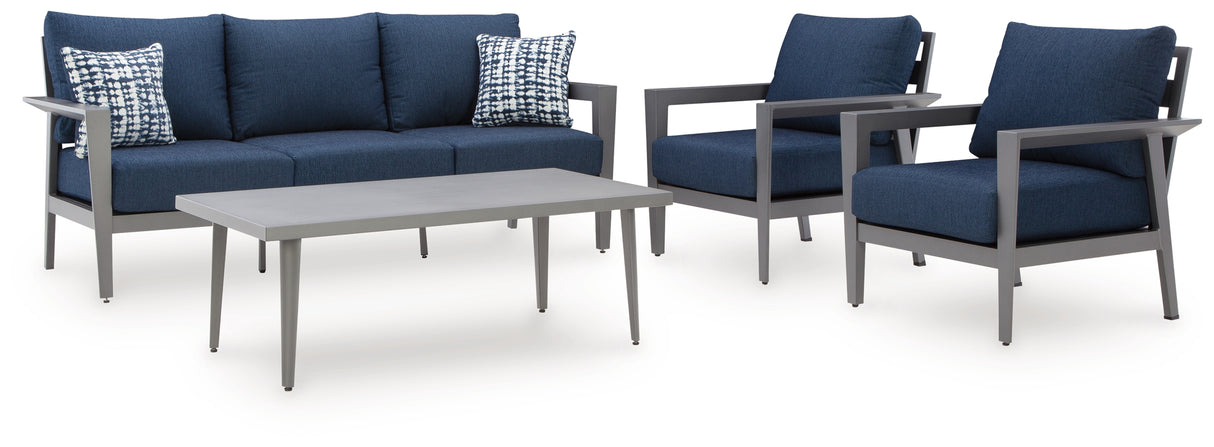 Gali Outdoor Sofa/Chairs/Table Set (Set of 4)