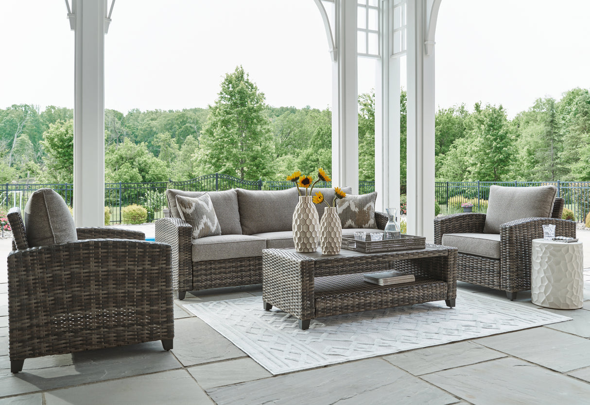 Furniture City Houma - Ashley Furniture - Oasis Court Outdoor Sofa/Chairs/Table Set (Set of 4) - Sofa/Chairs/Table Set (4/CN) - P335-081