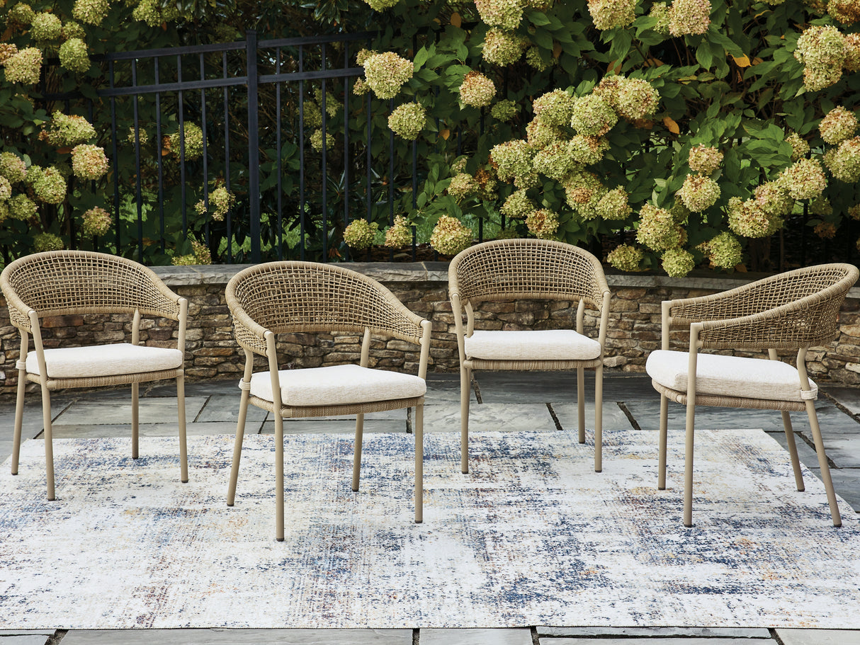 Orchard Beach Outdoor Arm Chair with Cushion (Set of 4)