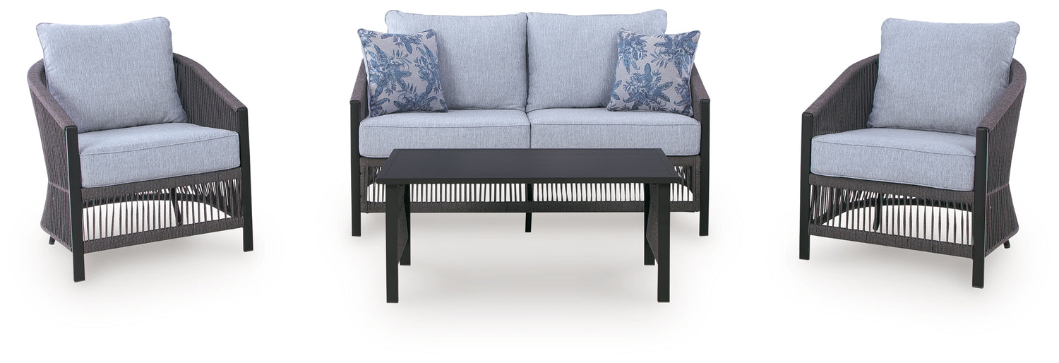 Bridges Beach Outdoor Love/Chairs/Table Set (Set of 4)