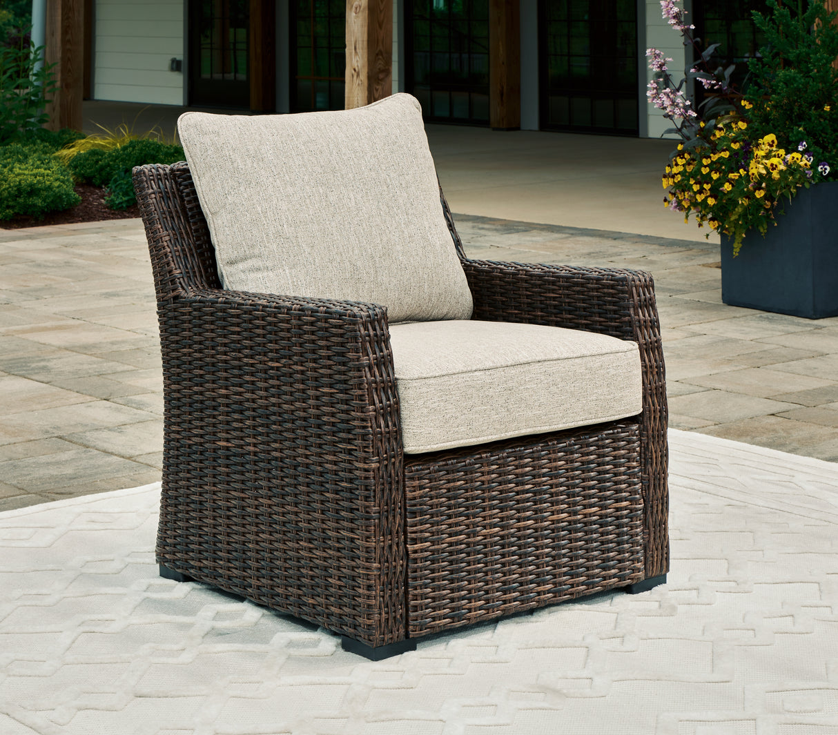 Furniture City Houma - Ashley Furniture - Brook Ranch Outdoor Lounge Chair with Cushion - Lounge Chair w/Cushion (1/CN) - P465-820