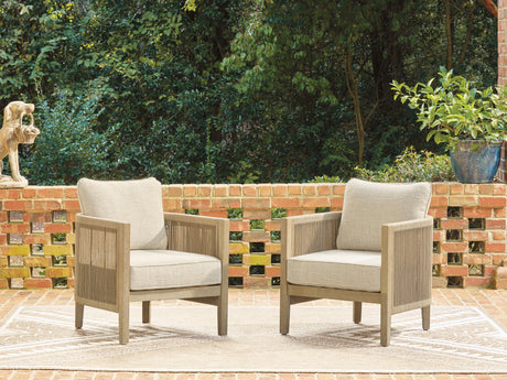 Furniture City Houma - Ashley Furniture - Spooners Cove Outdoor Lounge Chair with Cushion (Set of 2) - Lounge Chair w/Cushion (Set of 2) - PCP469-820